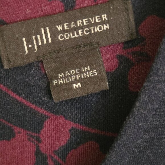 J. Jill Wearever Collection Dark Autumnal Floral 3/4 Sleeve Dress Size M - Picture 5 of 6